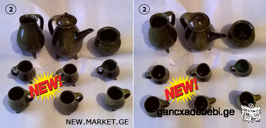 For sale coffee set from glazed clay, two sets / 2 sets, new coffee set / New coffee set