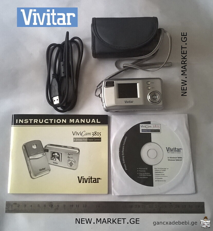 high quality original compact photo camera Vivitar Digital Still Camera ViviCam 3815 USB cable case