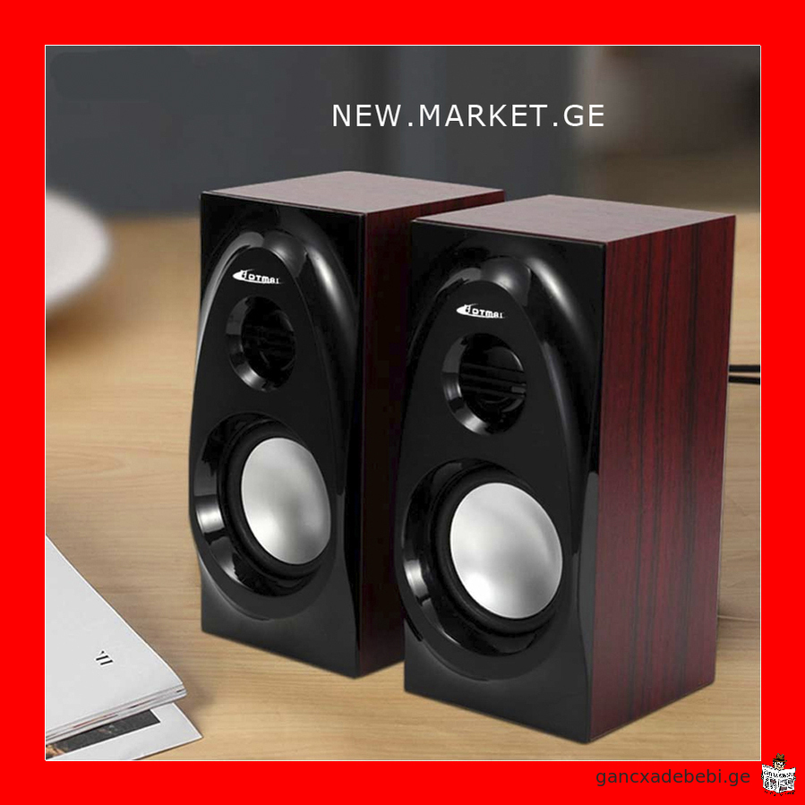 компактные оригинальные динамики мультимедиа колонки ПК Hotmai Multimedia System PC wooden speakers