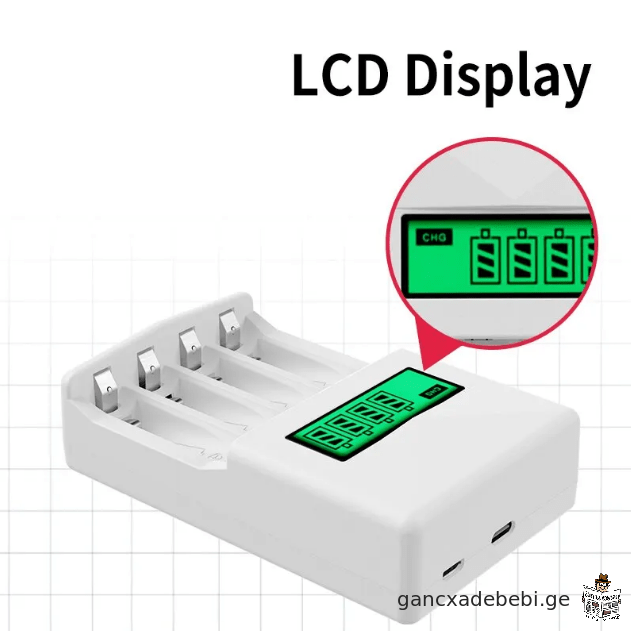 AA/AAA mravaljeradi batareis damteni LCD ekraniT