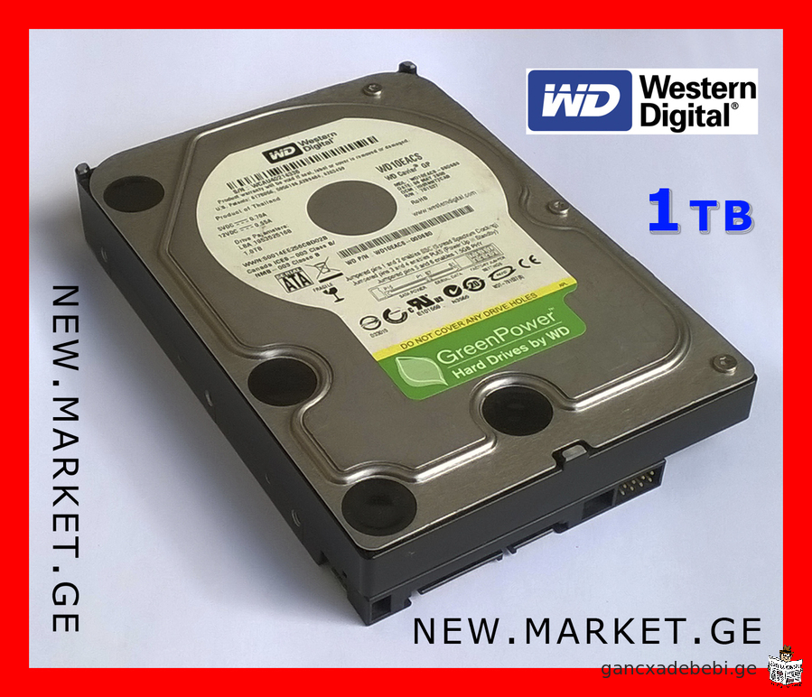 მყარი დისკი ვინჩესტერი HDD SATA 1000 GB 1 TB Western Digital Caviar GreenPower desktop