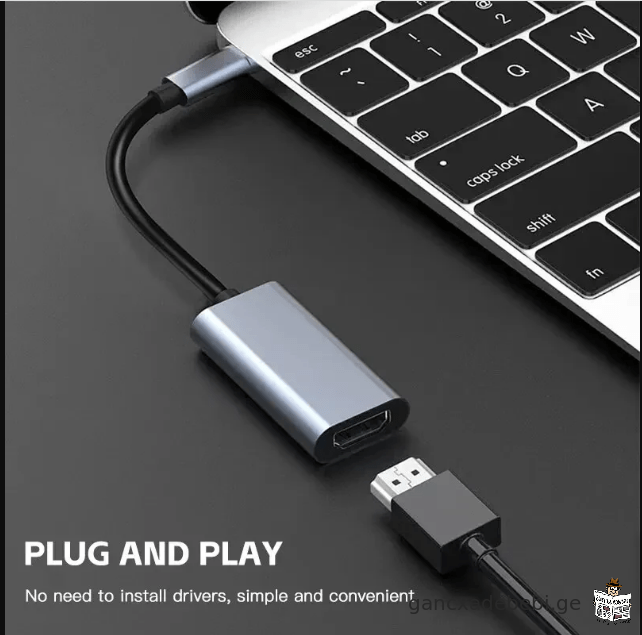 TYPE C to HDMI 4K adapteri USB C USB3.1 mamrobiTi to HDTV gadamyvani kabeli