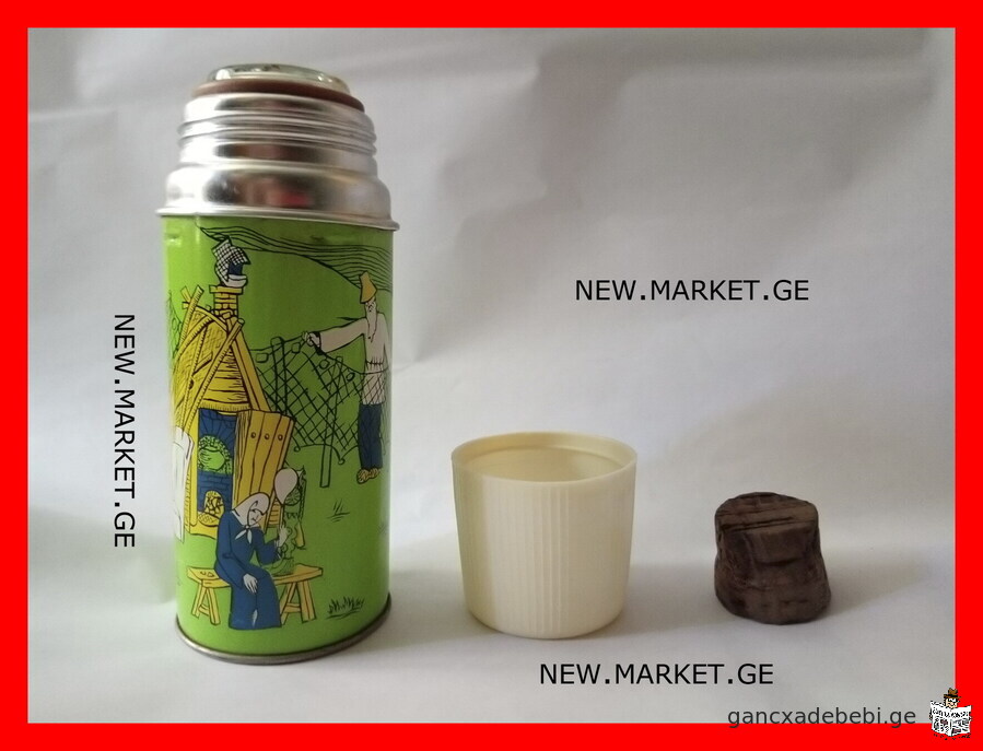 vintage original high quality thermos flask with cup Made in USSR Soviet Union SU Tale Pushkin