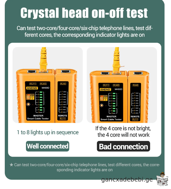ANENG M469D sakabelo qselis testeri RJ45 RJ11 RJ12 CAT5 UTP LAN kabelis