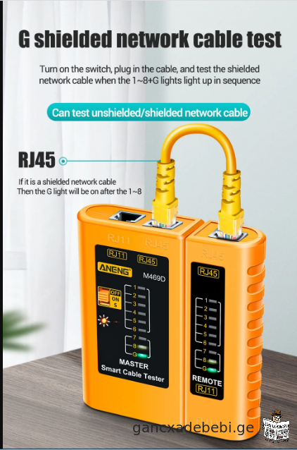 ANENG M469D sakabelo qselis testeri RJ45 RJ11 RJ12 CAT5 UTP LAN kabelis