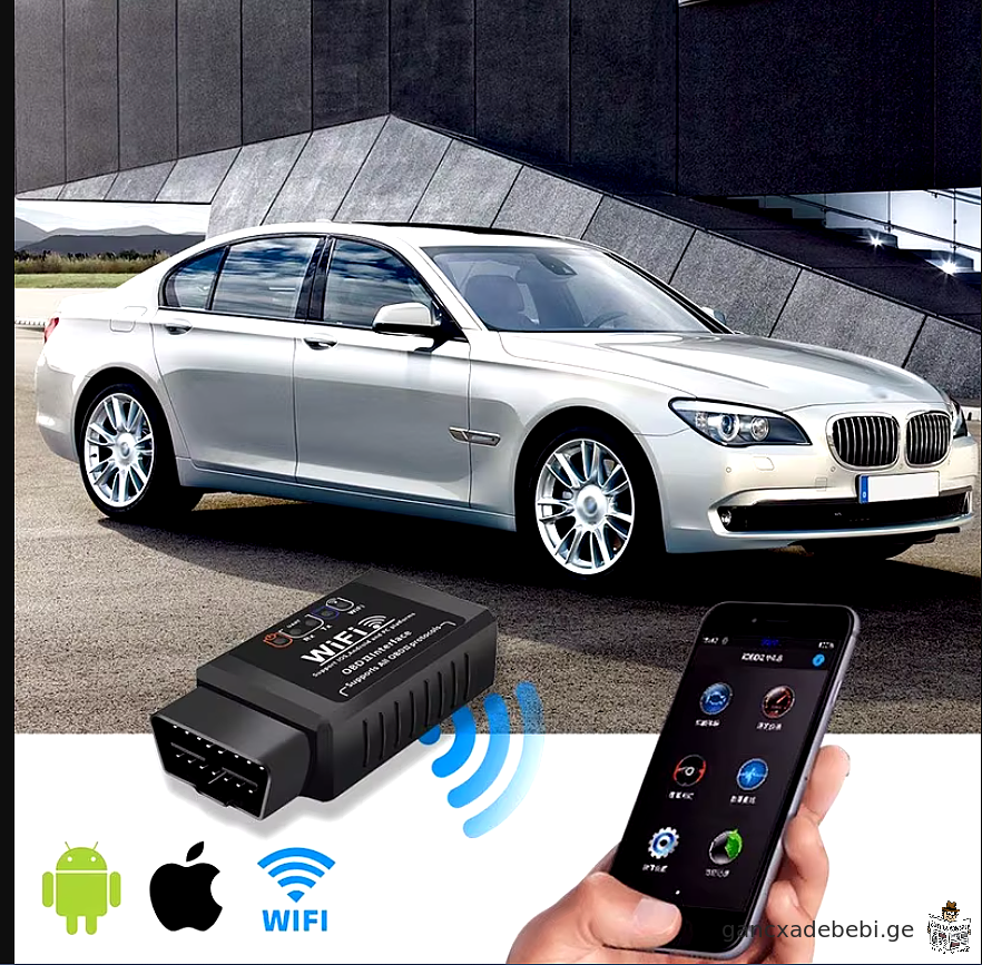 OBD2 WIFI ELM327 V 1.5 skaneri kodebis wamkiTxvelis diagnostikuri instrumenti