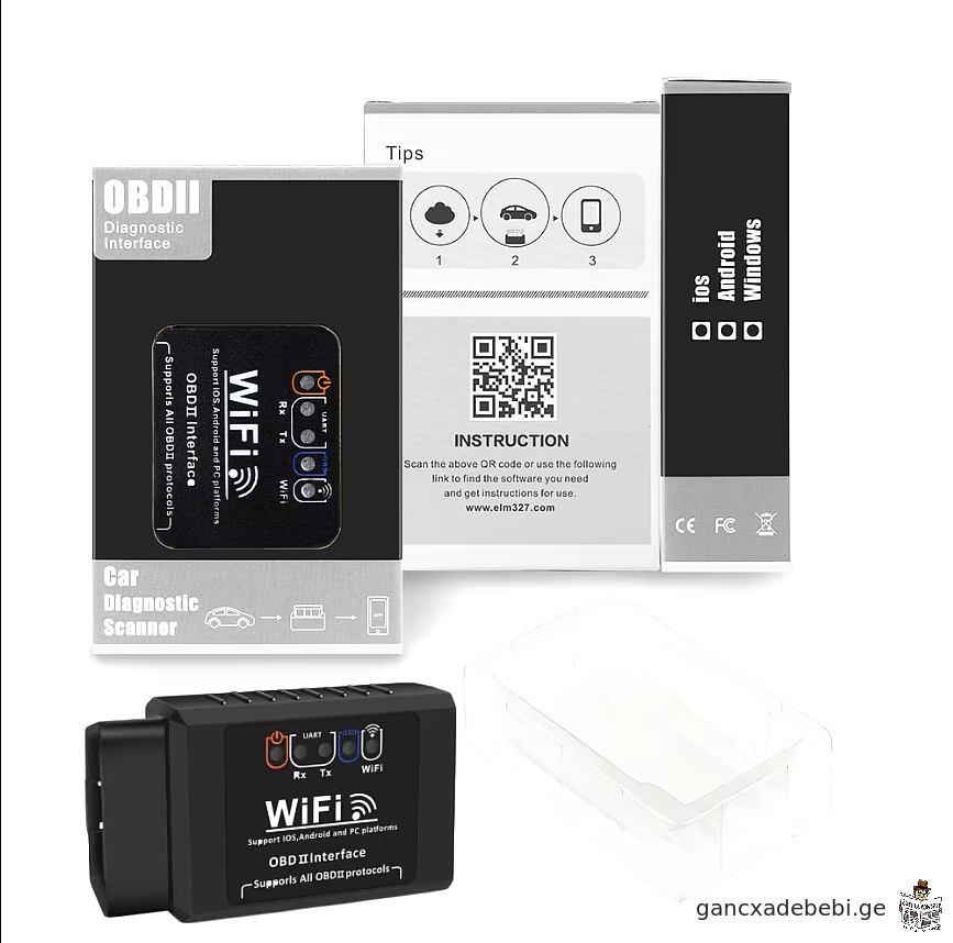 OBD2 WIFI ELM327 V 1.5 სკანერი კოდების წამკითხველის დიაგნოსტიკური ინსტრუმენტი