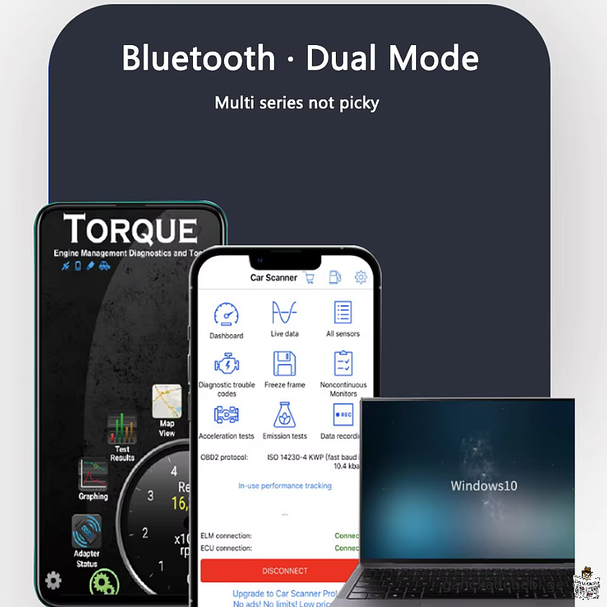 manqanis gaumarTaobis deteqtori V1.5 Bluetooth Bluetooth OBD II ELM327