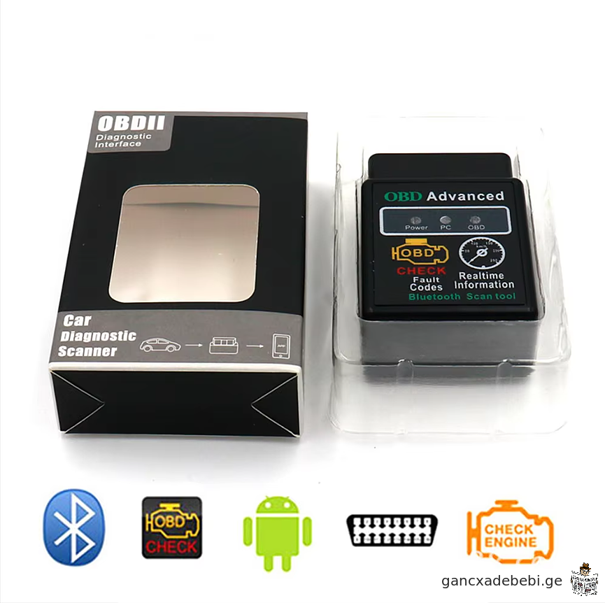 მანქანის გაუმართაობის დეტექტორი V1.5 Bluetooth Bluetooth OBD II ELM327