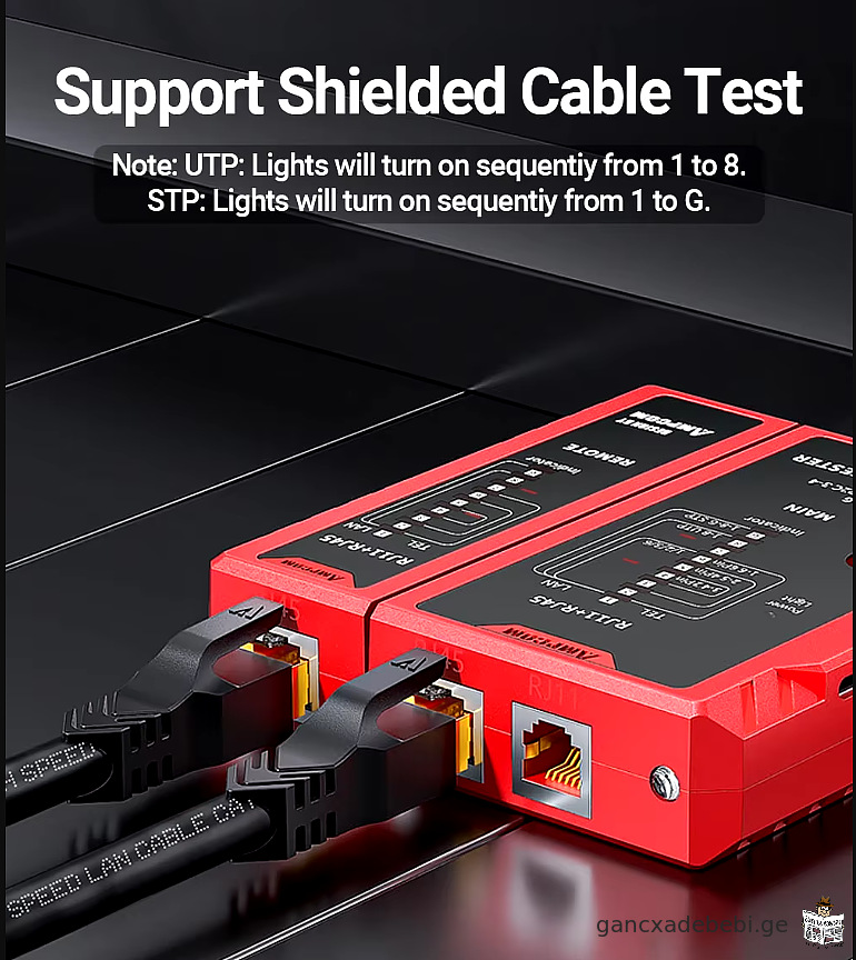 AMPCOM qselis kabelis testeri, RJ45 Networking Lan 8P8C POE Anti Burn RJ11 satelefono xazis testeri