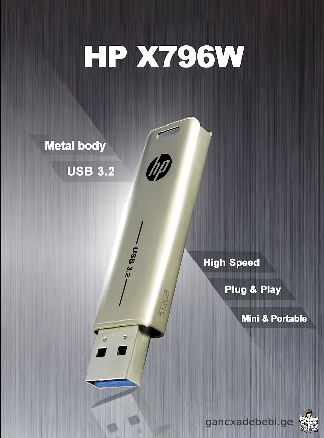 HP USB ფლეშ დრაივი 64 GB მაღალი სიჩქარით Metal Pen Drive Creative Personality