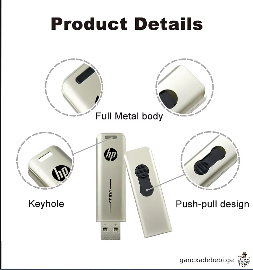 HP USB ფლეშ დრაივი 64 GB მაღალი სიჩქარით Metal Pen Drive Creative Personality