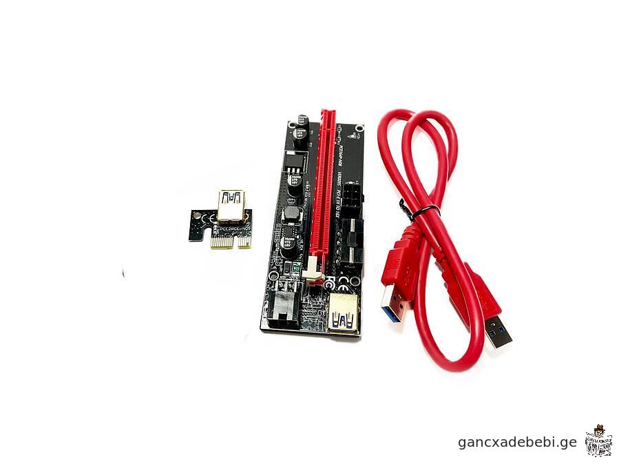 მაღალი სიჩქარის USB 3.0 Riser PCI-E 1x-16x ფერადი განათებით.