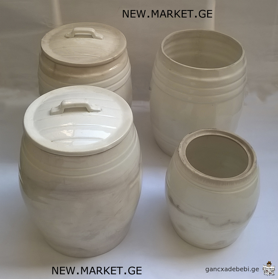сeramic faience barrel with lid ceramic barrels from ceramic with lids USSR Soviet Union SU
