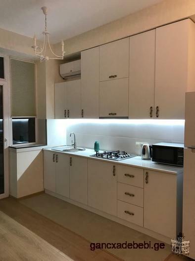 A newly refurbished two-room apartment is available for rent in a newly constructed apartment block.