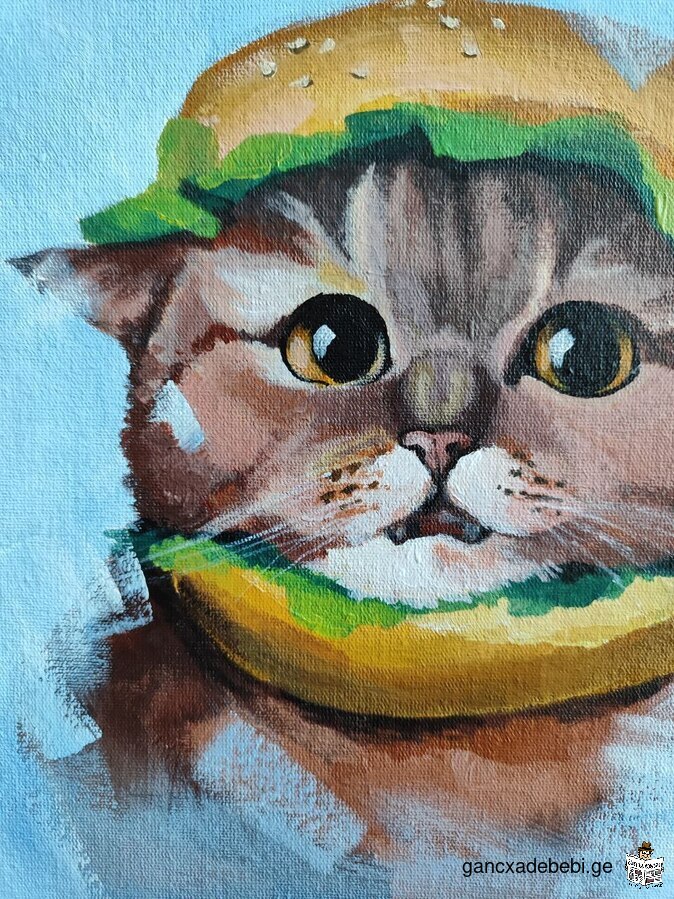 Acrylic painting “Catsburger “
