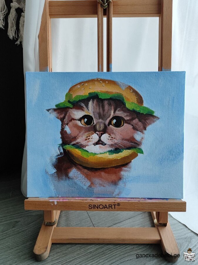 Acrylic painting “Catsburger “