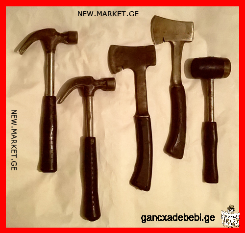For sale iron axe / metallic ax, steel hatchet with rubber handle. Made in USSR (Soviet Union / SU)