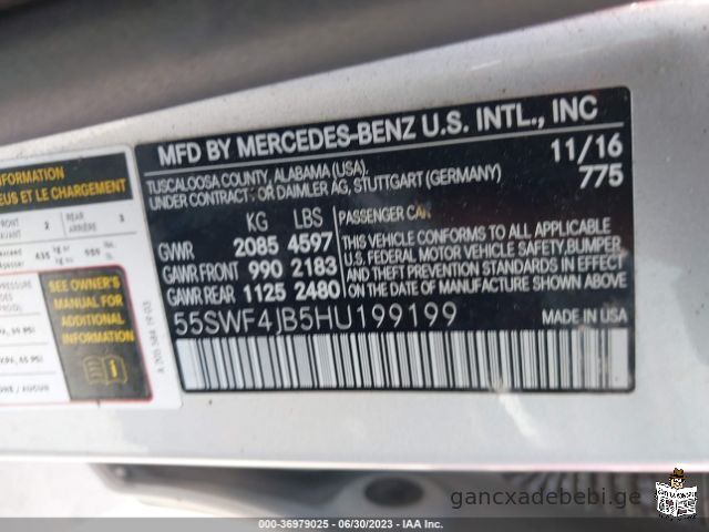 Mercedes C300 55SWF4JB5HU199199