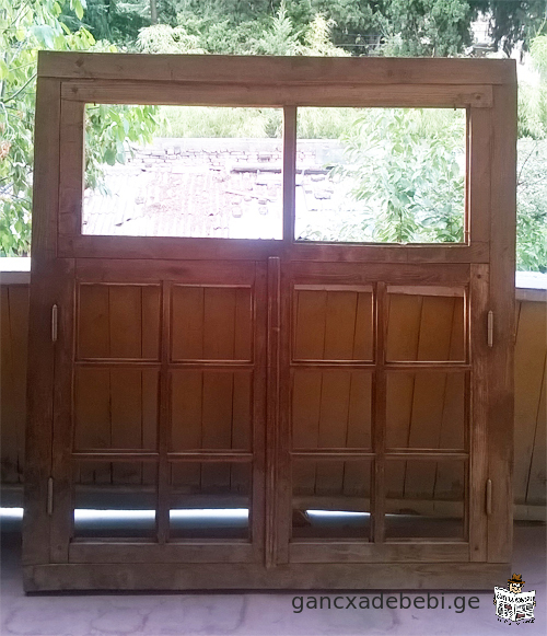 New Windows of chestnut English style varnished decorative matte glass ornamented in Japanese style