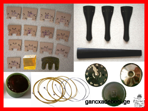Violin parts: Rosin for bow, Tailpiece / Tail Piece, Bridge, mute, violin Strings for violin
