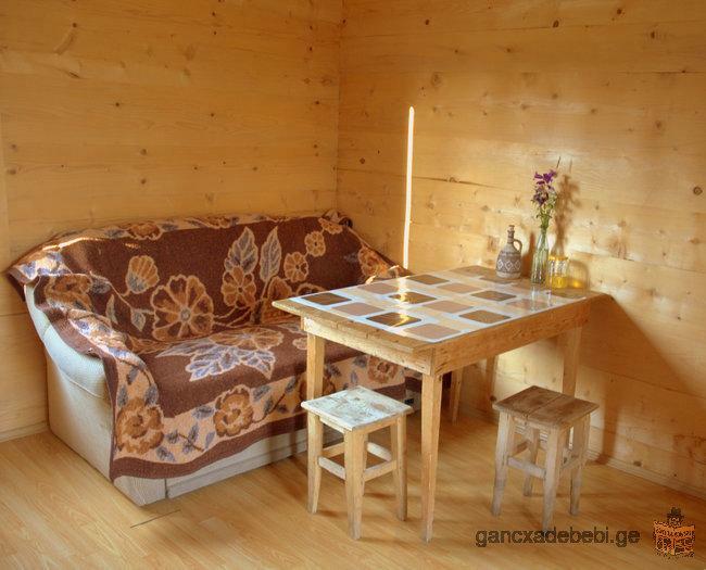 Wooden cabin in alpine Beshumi with 3-times meal only 13$ per person