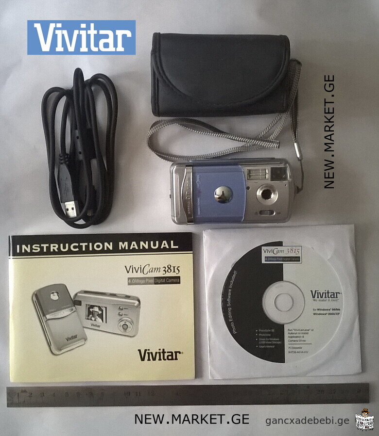 high quality original compact photo camera Vivitar Digital Still Camera ViviCam 3815 USB cable case