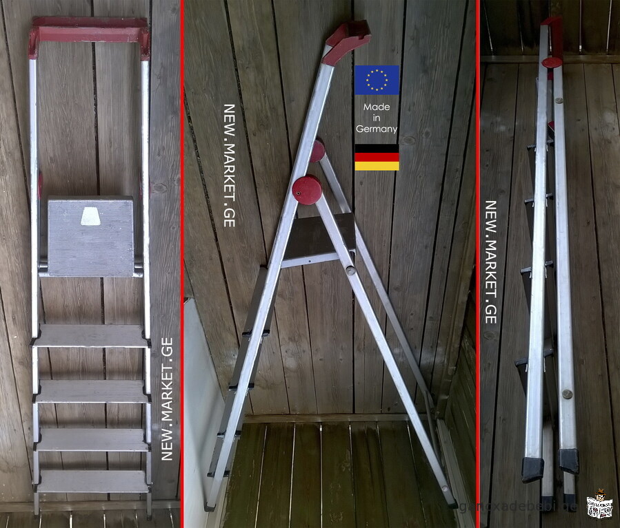 professional original german aluminum step ladder folding duraluminum step ladder metallic Germany