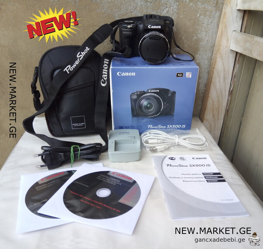 ორიგინალი კომპაქტური ციფრული ფოტოკამერა Canon PowerShot SX500 IS Digital Camera 30x zoom Japan