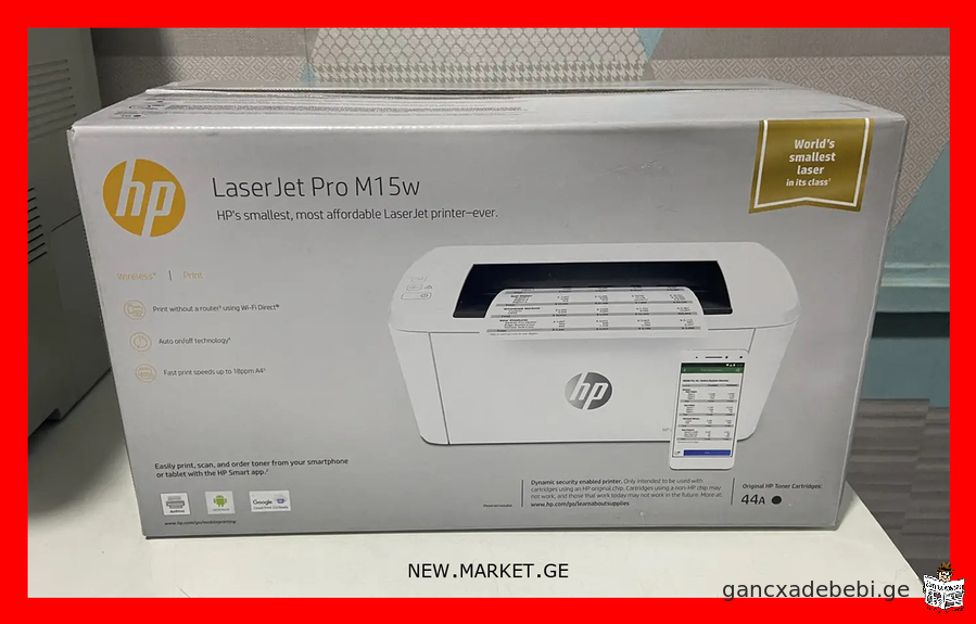 პროფესიონალური ორიგინალი უკაბელო პრინტერი HP LaserJet Pro M15w Wireless printer კარტრიჯი 44A CF244A