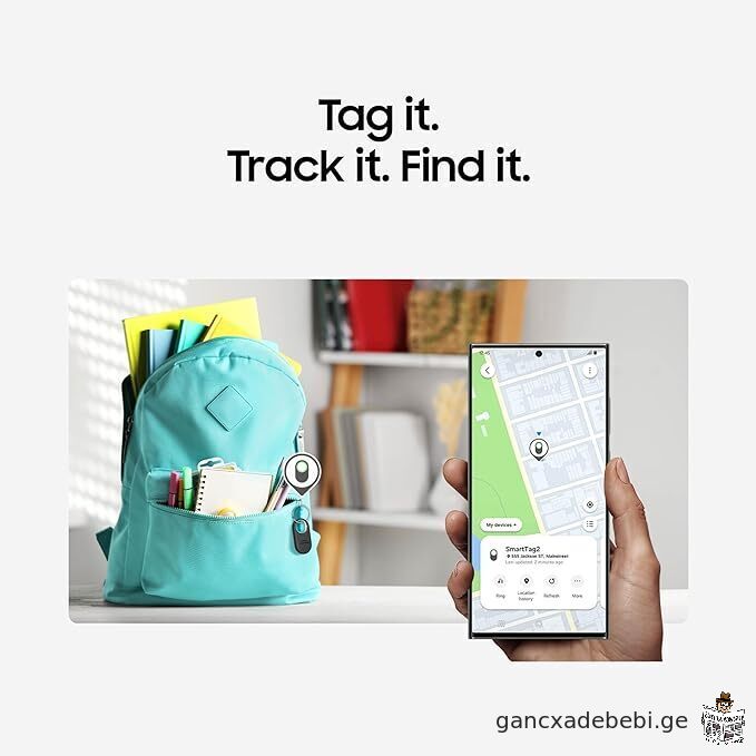 SAMSUNG Galaxy SmartTag2, Bluetooth ტრეკერი, Smart Tag GPS Locator თვალთვალის მოწყობილობა