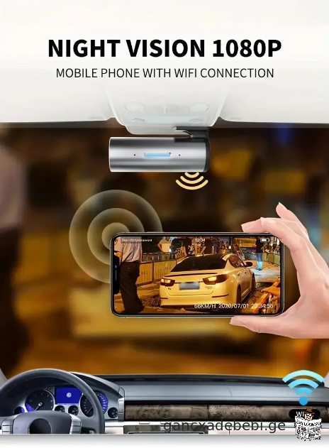 WiFi მანქანის რეგისტრატორი HD ღამის უსადენო დისტანციური მობილური ტელეფონის ურთიერთდაკავშირება