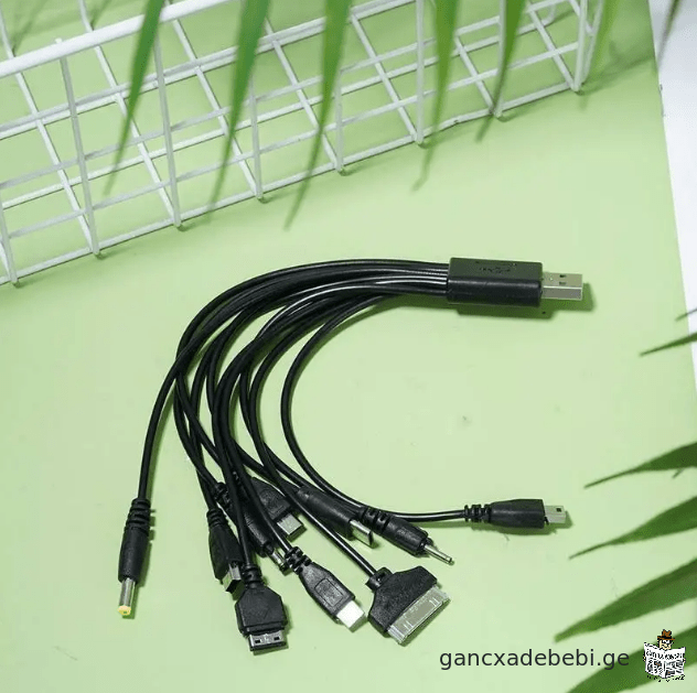 10 in 1 mravalfunqciuri USB kabeli mobiluri telefoni USB damteni