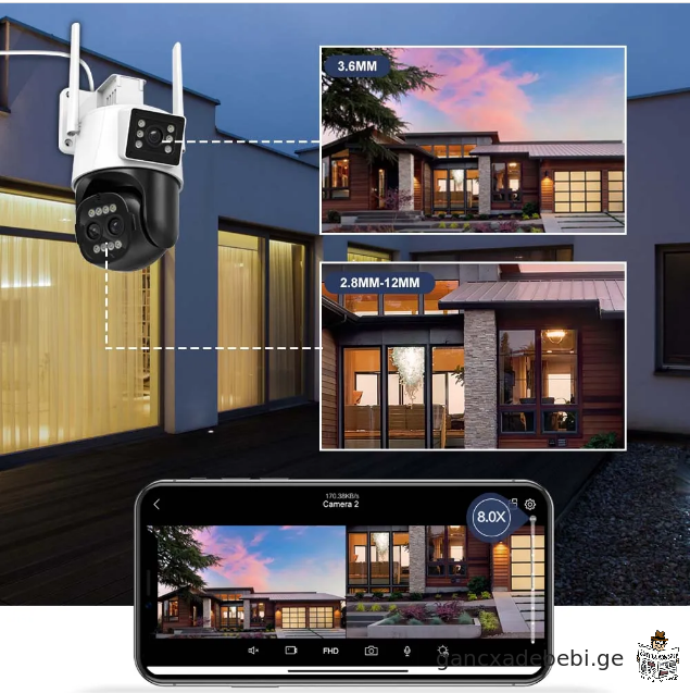 8MP 4K HD WiFi IP gare kamera ormagi ekraniT