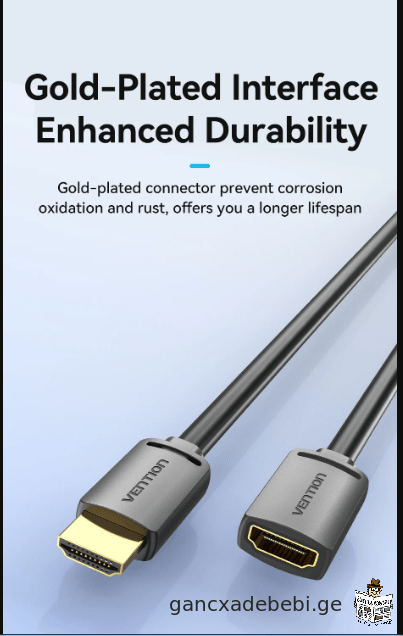 Vention HDMI 2.0 gafarToebis kabeli 4K/60Hz HDMI 2.0 2.1 mamrobiTi mdedrobiTi