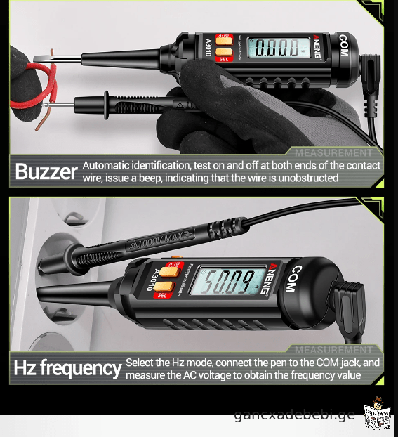 multimetri ukana ganaTebiT da Zabvis sensoriT ANENG A3010 4000