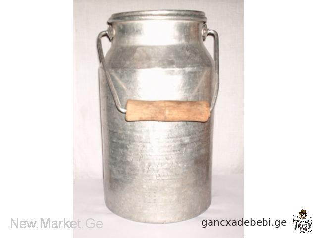 Алюминиевый бидон из алюминия алюминий, алюминиевый молочник с крышкой из алюминия. Сделано в СССР