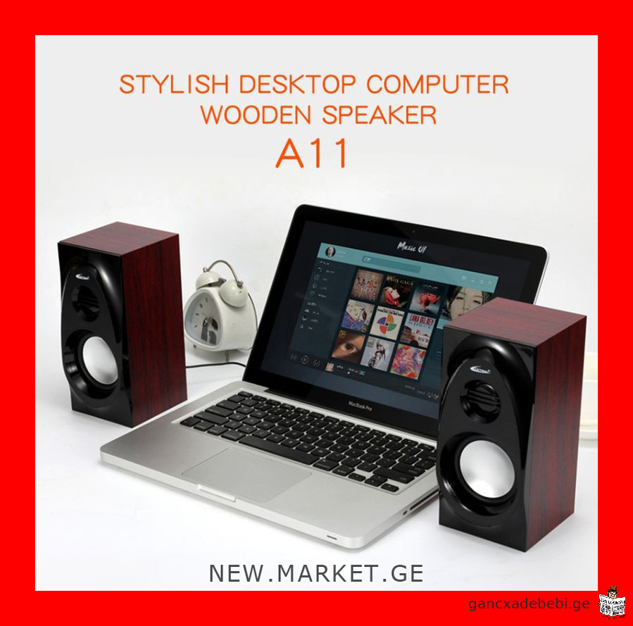 компактные оригинальные динамики мультимедиа колонки ПК Hotmai Multimedia System PC wooden speakers
